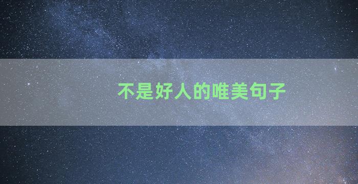 不是好人的唯美句子