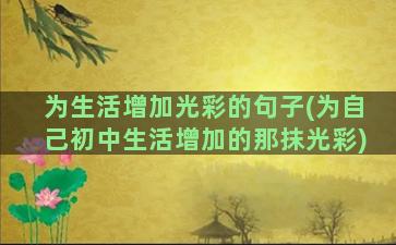 为生活增加光彩的句子(为自己初中生活增加的那抹光彩)