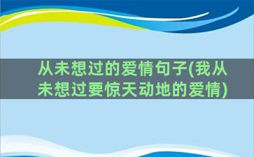 从未想过的爱情句子(我从未想过要惊天动地的爱情)