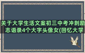 关于大学生活文案初三中考冲刺励志语录4个大字头像女(回忆大学生活的文案)