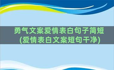 勇气文案爱情表白句子简短(爱情表白文案短句干净)