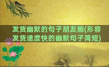 发货幽默的句子朋友圈(形容发货速度快的幽默句子简短)