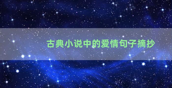 古典小说中的爱情句子摘抄