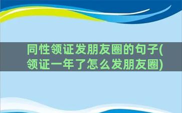 同性领证发朋友圈的句子(领证一年了怎么发朋友圈)