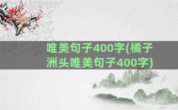 唯美句子400字(橘子洲头唯美句子400字)