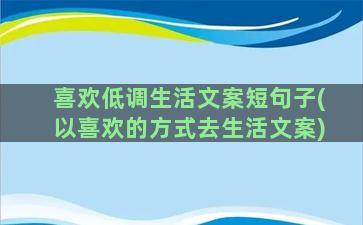 喜欢低调生活文案短句子(以喜欢的方式去生活文案)