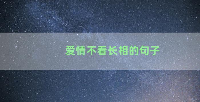 爱情不看长相的句子