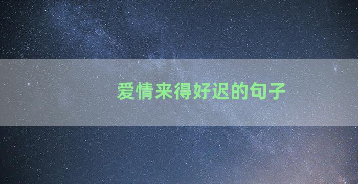 爱情来得好迟的句子