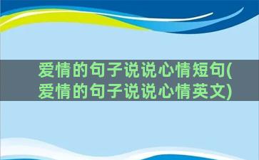 爱情的句子说说心情短句(爱情的句子说说心情英文)