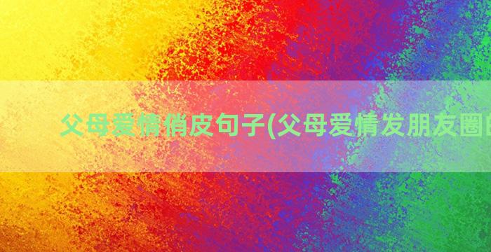 父母爱情俏皮句子(父母爱情发朋友圈的句子)