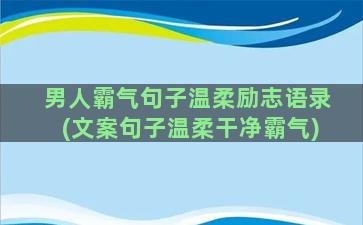 男人霸气句子温柔励志语录(文案句子温柔干净霸气)