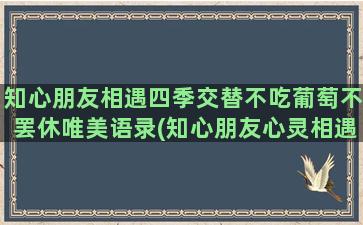 知心朋友相遇四季交替不吃葡萄不罢休唯美语录(知心朋友心灵相遇什么意思)