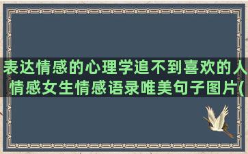 表达情感的心理学追不到喜欢的人情感女生情感语录唯美句子图片(解读男人情感心理学)