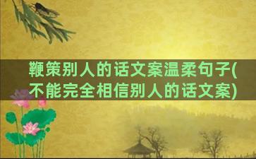 鞭策别人的话文案温柔句子(不能完全相信别人的话文案)