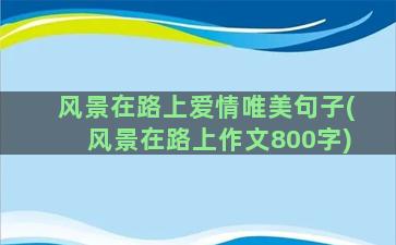 风景在路上爱情唯美句子(风景在路上作文800字)